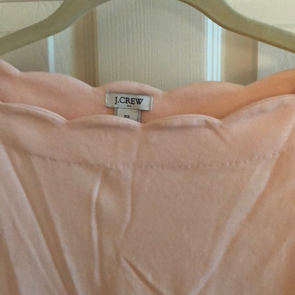 J. Crew Factory Pink Scallop Edge 3/4 Sleeve Top - Picture 2 of 3